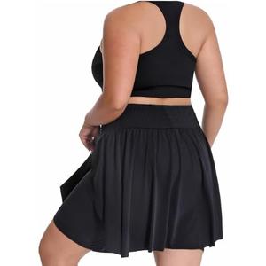 Seawhisper 20" Knee Length Plus Size Skorts for Curvy Women Pleated Skirt Shorts High Waisted with Pockets 20W-20W