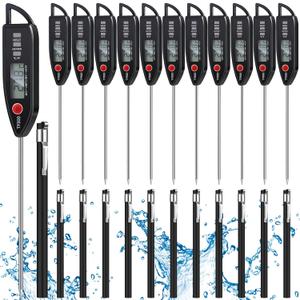 Copkim 12 Set Digital Food Thermometer Long Probe Instant,Black | Waterproof for Water, Liquid, Candle and Cooking Meat Thermometer Read for Kitchen BBQ Grill Candy