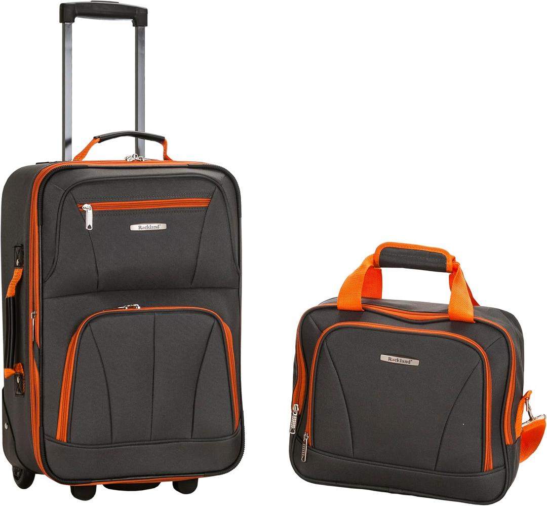 Rockland Fashion Softside Upright Luggage Set, Expandable, Charcoal, 2-Piece Set (14/19)