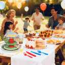 Cartoon Dog Party Supplies for kids Cartoon Themed Birthday Party, Peanuts Party Decorations Disposable Tableware Set With Plates, Cups, Napkins & Cutlery for 24 Guests