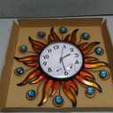 Sun Outdoor Clock with Thermometer and Hygrometer Combo, Silent No-Ticking Outdoor Wall Clock, Waterproof Quartz Clock for Patio, Living Room, Kitchen, Garden, 13 Inch