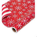 American Greetings Jumbo Reversible Christmas Wrapping Paper Roll, Red and White Holiday Gift Wrap (175 sq. ft., 1 Extra Large Roll-30 in. x 70 ft.) Stripes and Snowflakes