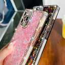 Trendy Girly Glitter Powder Compatible with iPhone 16 Pro Max Rectangle Case, Elegent Cute Slim Women Bling Diamond Rhinestones Plating Phone Cases(Black,16 Pro Max)