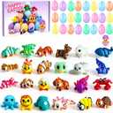 24 Pack Prefilled Easter Eggs with 3D Printed Animal Toys Ready to Use Basket Stuffers, Egg Hunt Fillers, Party Favors & Easter Gifts for Kids. Non-Candy Classroom Prizes for Toddlers, Boys & Girls.