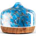 Porseme 500ml Glass Essential Oil Diffuser Aromatherapy Ultrasonic Cool Mist Humidifier 15-21 Running Hours Waterless Auto-Off Air Diffusers for Sleeping Yoga Office Working Spa and Rest (Light Blue)