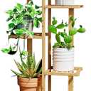Plant Stand Indoor Corner, Tiered Bamboo Plant Shelf 46 Inch Tall, Plant Rack 6 Tier for Multiple Small Plants, Flower Holders for Living Room Bedroom Window Patio Balcony, Natural