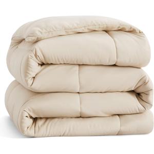 Beige Duvet Insert King (106'' x 90'') Comforter All Season 800 GSM Mashine Washable Microfiber Bedding Comforter with Corner Tabs