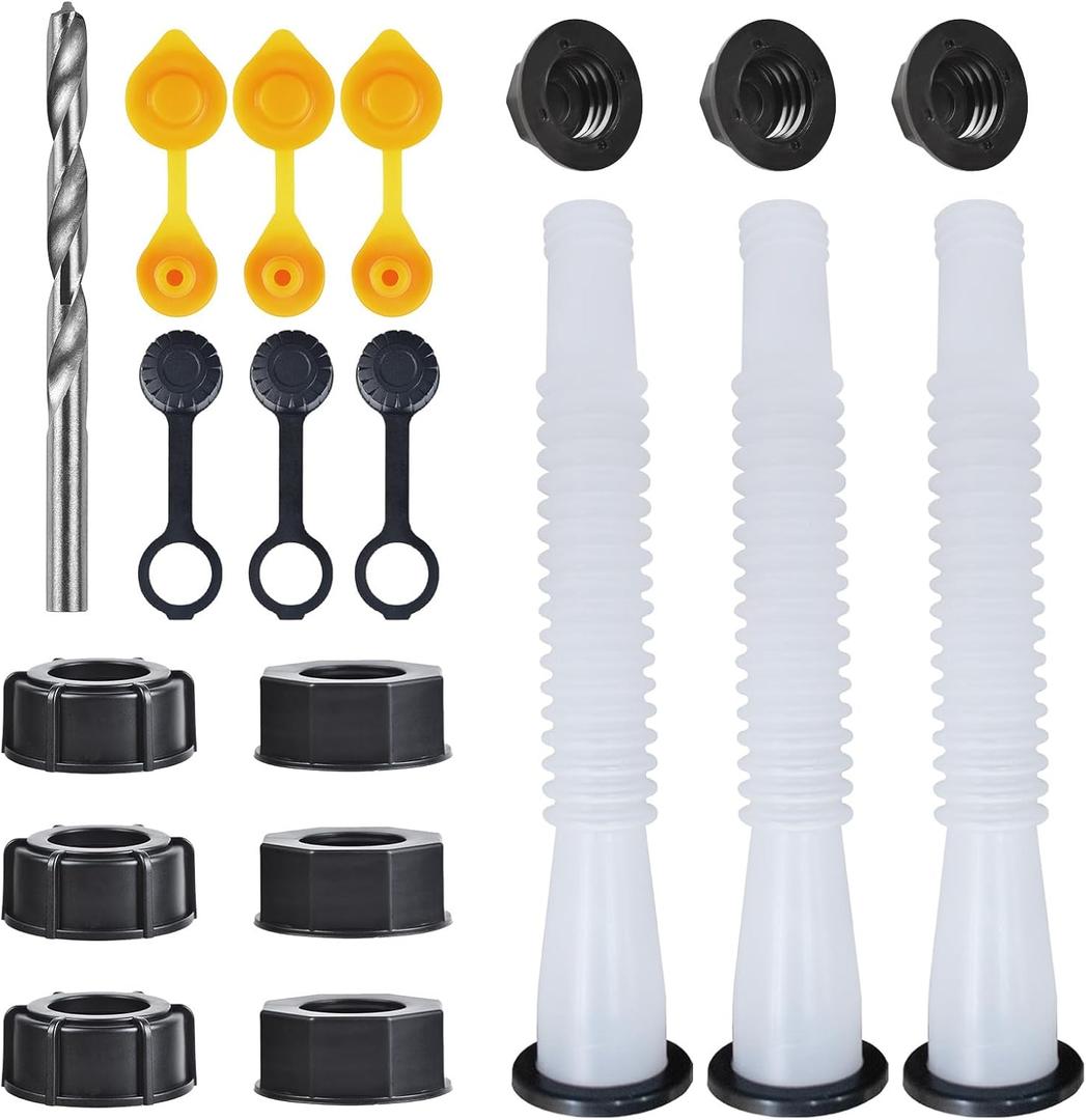 Gas Can Spout Replacement Kit, Gas Can Nozzle Replacement (3 Kit-White) All gaskets are installed and ready to use upon receipt. For 1/2/5/10 gallon gas can. Easy and convenient to use