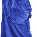 KPBLIS Wearable Blanket Hoodie Gifts for Women and Men, Oversized Hooded Blankets Sweatshirt Adult Birthday Gifts for Mom Girlfriend Gifts, Cozy Fleece Blanket with Sleeves and Giant Pocket, Blue