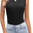 Zeagoo Womens Mock Turtleneck Tank Tops 2026 Slim Fitted Sleeveless Top Stretchy Basic Casual Layer Tee Shirts (Small)