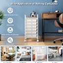 6-Tier Utility Cart with 6 Drawers, Rolling Utility Cart with 2 Lockable Caster Wheels, Multipurpose Mobile Rolling Drawer Cart for Office Bathroom Kitchen, Ivory White