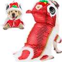 LEIFIDE Lion Dance Dog Costume Chinese New Year Pet Costume with Sequins Chinese Lion Dance Cloth Dog Clothes Hoodies Coat for pet New Year Spring Festival Dress up(Small,Red)