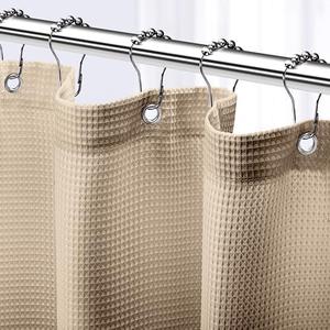NEATERIZE Shower Curtain Beige - Hotel Style Beige Shower Curtains for Bathroom with Waffle Design, 72x78 Inches - Fabric Shower Curtain - Cortinas de Baño Elegantes