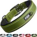 Fida Heavy DutyDog Collar for X-Large Dogs, Ultra Comfortable Soft Neoprene Padded, Adjustable Reflective Nylon Pet Collar with Durable Metal Belt Buckle for Extra Large Breeds(XL, Green)