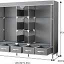 Portable Fabric Closet with 5 Drawers, 72.8x17.7x67.7 Inch Sturdy Clothing Storage Organizer with Hanging Rod, Non-Woven Wardrobe for Bedroom Dorm Apartment (Gray)