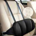 Adjustable Car Seat Lumbar Support Pillow Dual Straps Memory Foam Lower Back Waist Support Cushion with Convex Point Design Removable Cover for Vehicle SUVs Driving Travel Accessories Office Chair