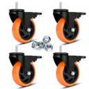 Swivel Caster Wheels 4 Inch Heavy Duty Threaded Stem Casters 3/8"-16x1 Safety Dual Locking Industrial Castors Set of 4 Load Bearing 1200 Lbs Caster with Brakes Wheels for Cart, Furniture