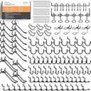 INCLY 176PCS Extra Thick Pegboard Hooks, 1/4" Heavy Duty Black Metal Peg Board Hooks Assortment with Peg Locks Pegboard Accessories Kit for Garage Wall Organizer Hanging Tools