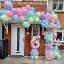 HILAVO Pastel Balloons 12 Inch Macaron Pink Blue Green Purple Yellow Pastel Rainbow Latex Balloon with Colorful Confetti Party Balloons for Easter Birthday Baby Shower Bridal Wedding Party Decoration