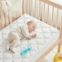 SLEEP ZONE Waterproof Crib Mattress Protector Pad - Quilted, Fitted Baby Mattress Cover 28"x52" - Soft Breathable Toddler Mattress Pad Noiseless Infant Bed Topper - Deep Pocket 14", White