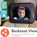Nuby x Safe in the Seat Backseat Baby Mirror - Shatter-Resistant Car Mirror with Tether Anchor Strap - Fits Most Headrests for Rear-Facing Baby Monitoring