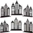 6 Pcs Super Hero Party Decorations, 2 Style Wooden Hero Theme Skyscrapers Table Decorations, City Skyline Buildings Centerpiece Sign Decor for Hero Theme Comic Birthday Party Supplies