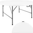 HAISIWLKJ 6FT Round Folding Table White Fold-in-Half with Carrying Handle Portable Plastic Card Table for Indoor or Outdoor Events,Dining,Wedding, Camping,Party Table