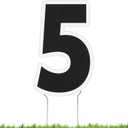 Pelopy Large Number 5 Yard Sign, 24 Inches, Outdoor Lawn Decor, Weatherproof Yard Card with Metal H Stakes, Black and White