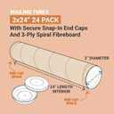 BOX USA Cardboard Tubes with Caps, 24"L x 3"W x 3"H, Pack of 24 | Poster Tube for Mailing and Storage of Blueprints, Artwork, Crafts, Long Art Holder, 24 inches