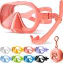 NARUTOO Snorkel Set Adults, Fashionable Macaron Colors Frameless Snorkeling Mask, Ultra Wide View Anti-Fog Snorkel Mask Set, Portable Professional Diving Snorkeling Set (Pink)