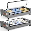 Yecaye Under Bed Storage with Wheels, 2 Pack Under Bed Storage Containers, Large Under Bed Rolling Storage with Clear Window & Label, Bedroom Storage Organizer for Clothes, Shoes,Toys, Books, Blankets (LightGrey)