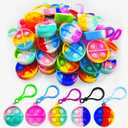 100 Pack Round Pop Fidget Keychain Pop Fidget Toys Bulk Party Favors for Kids 4-8,8-12 Years, Goodies Bag Stuffers Bulk, Gift for Kids, Boys, Girls