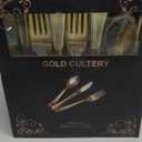 N9R 160pcs Gold Plastic Silverware - Gold Plastic Utensils Set - Tableware Flatware Kit 80 Forks, 40 Spoons, 40 Knives Disposable Cutlery Set for Party, Wedding, Birthday