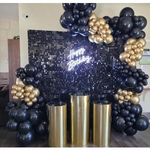 Shimmer Wall Backdrop - 24pcs Decorations Panel | Wedding, Birthday, Anniversary, Engagement & Bridal Shower Party Decor Panel (Black)