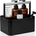 BYUNER Black Shower Caddy Portable: Plastic Bathroom Caddy Countertop,Cleaning Caddy Organizer with Handle,Utility Hard Shower Basket Storage Tote for Toiletry,College Dorm Room Essential for Guys/Men