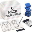Dry Erase Boards 6 Pack, Double Sided Small Whiteboards with Lines for Kids, Students, Teacher & Classroom Pack, 9"x12" Mini Individual White Boards Lined for Writing Math English Practice