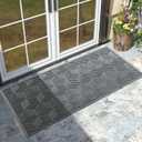 Yimobra Large Door Mat Outside Entrance 47x24, Waterproof Heavy Duty Outdoor Mats for Front Door, Non Slip Rubber Entry Mat for Garage Patio Indoor, Easy Clean, Grey