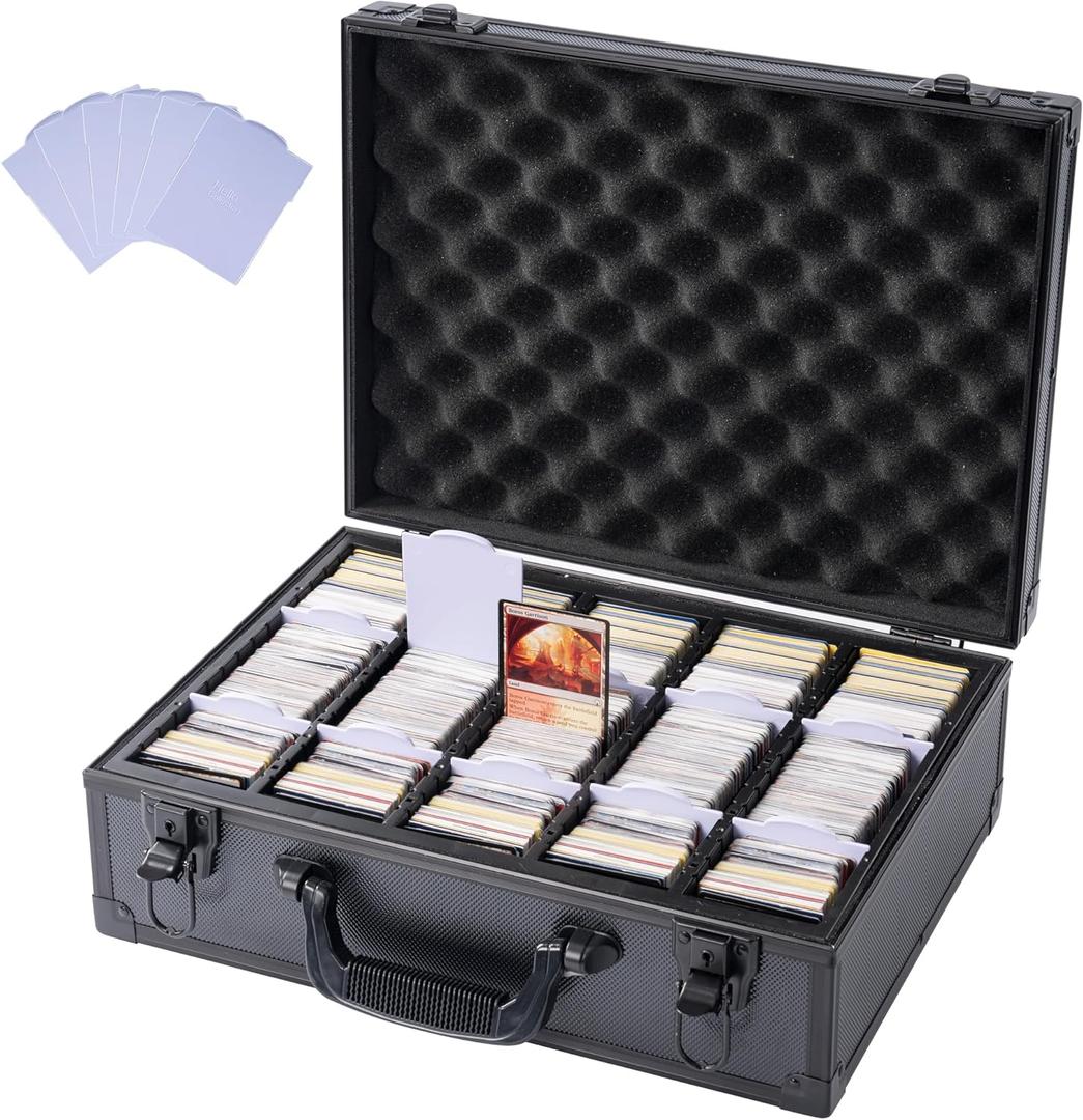 Trading Card Storage Box,Holds 3750 Trading Card,Baseball Cards Storage Box with 12 Dividers,Card Box for Sport Cards/Game Cards(Only for Standard cards)