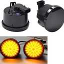 LED Turn Signal Light Parking Side Marker Lamp Fender Smoke Lens Compatible with Jeep Wrangler JK (Black)