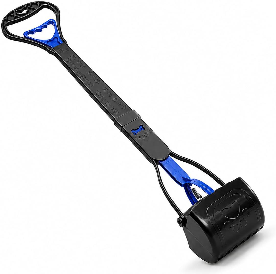 31inch Large Pooper Scooper for Dogs with Long Handle, Sturdy & Durable, Not Easy to Break, Lightweight & Easy to Use, Easy to Pick Up from Grass and Gravel | Less Bend Down, One-hand Operate Pick up for all Surface, Heavy Duty Poop Scooper for Large Medium & Small Dogs