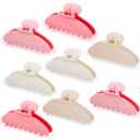 8 Pcs Large Acrylic Hair Claw Clips for Women Non slip Strong Hold Clamps for Thick and Thin Hair(Glossy,Jelly Color)