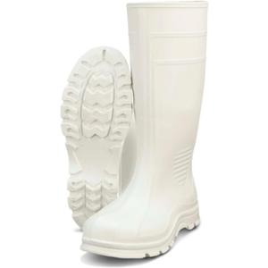 Heartland Dockside Waterproof Work Boots for Men and Women - Durable, Flexible PVC Boots for Marine Work with Easy On/Off, Slip-Resistant Outsoles (White - Plain Toe)