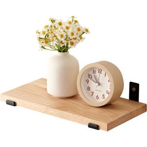 Oak Floating Shelves 12 inches Floating Wood Shelf Wall Mounted with Lip Brackets for Bedroom Living Room Kitchen Bathroom Rustic Wall Storage Shelves (Upgrade Width 6")