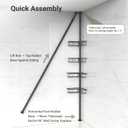 Corner Shower Caddy Tension Pole, 4-Tier Stainless Steel Rustproof Bathroom Shower Organizer47-114Inch Height Adjustable Shower Shelves, No-Drill Required Black