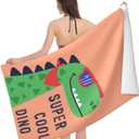 Cool Dinosaur Beach Towel Quick Dry Microfiber Towel Lightweight Large Swimming Towel for Travel Pool Camping Super Absorbent Soft Beach Towel for Women Men Girls Boys 52x32 Inches