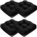 MAGIC ELEPHANT Chair Cushions for Dining Chair, Shredded Memory Foam Kitchen Chair Cushions Set of 4, Non-Slip Thick Dinning Room Chair Pads Seat Cushions, 15.5" x 15.5" x 4" (Black)