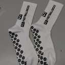 DragonflyDreams 4 Pairs Non Slip Sport Soccer Socks Anti Slip Football Unisex Athletic Sports Socks with Rubber Dots Breathable Basketball White, Black