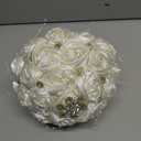 Bridal Wedding Bouquet Round Bling Brooch Bouquet Throw Toss Artificial Rose Flower Bunch for Bride Bridesmaid Wedding Quinceanera(Ivory, 7.5")