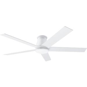 wurzee 60 inch Ceiling Fan with Light, White Flush Mount Ceiling Fan 6 Speeds DC Reversible Motor, 5 Blades, Timing, Dimmable, Memory Function for Bedroom, Kitchen, Patios