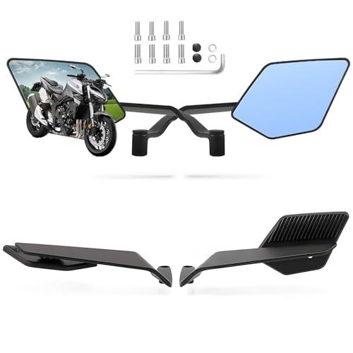 Motorcycle Rear View Mirrors, Stealth Wind Wing Side Mirrors Compatible with 2025 Kawasaki Z400 Z650 Z900 Z1000 Duke 125 200 250 390 690 790 1290 MT03 MT07 etc (Large Mirror(Anti-glare))